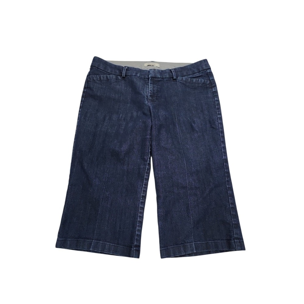 Dockers Cropped Denim Pants Women 10P Dark Wash Blue Stretch Casual Capris